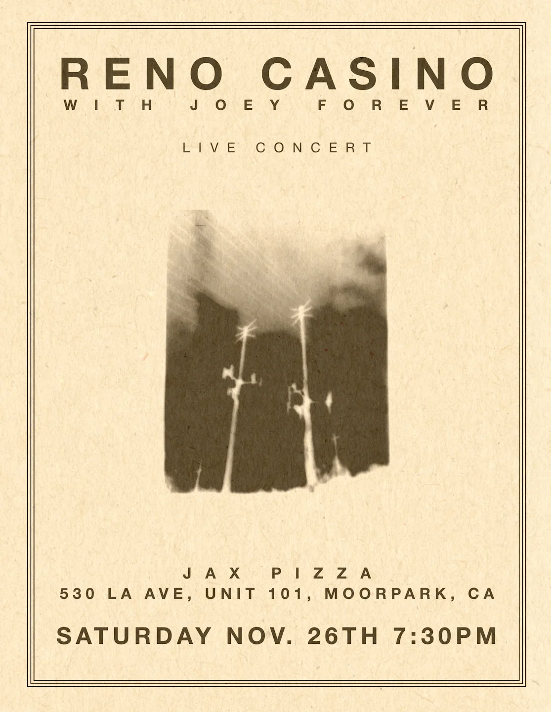 Jax Pizza Concert Flyer